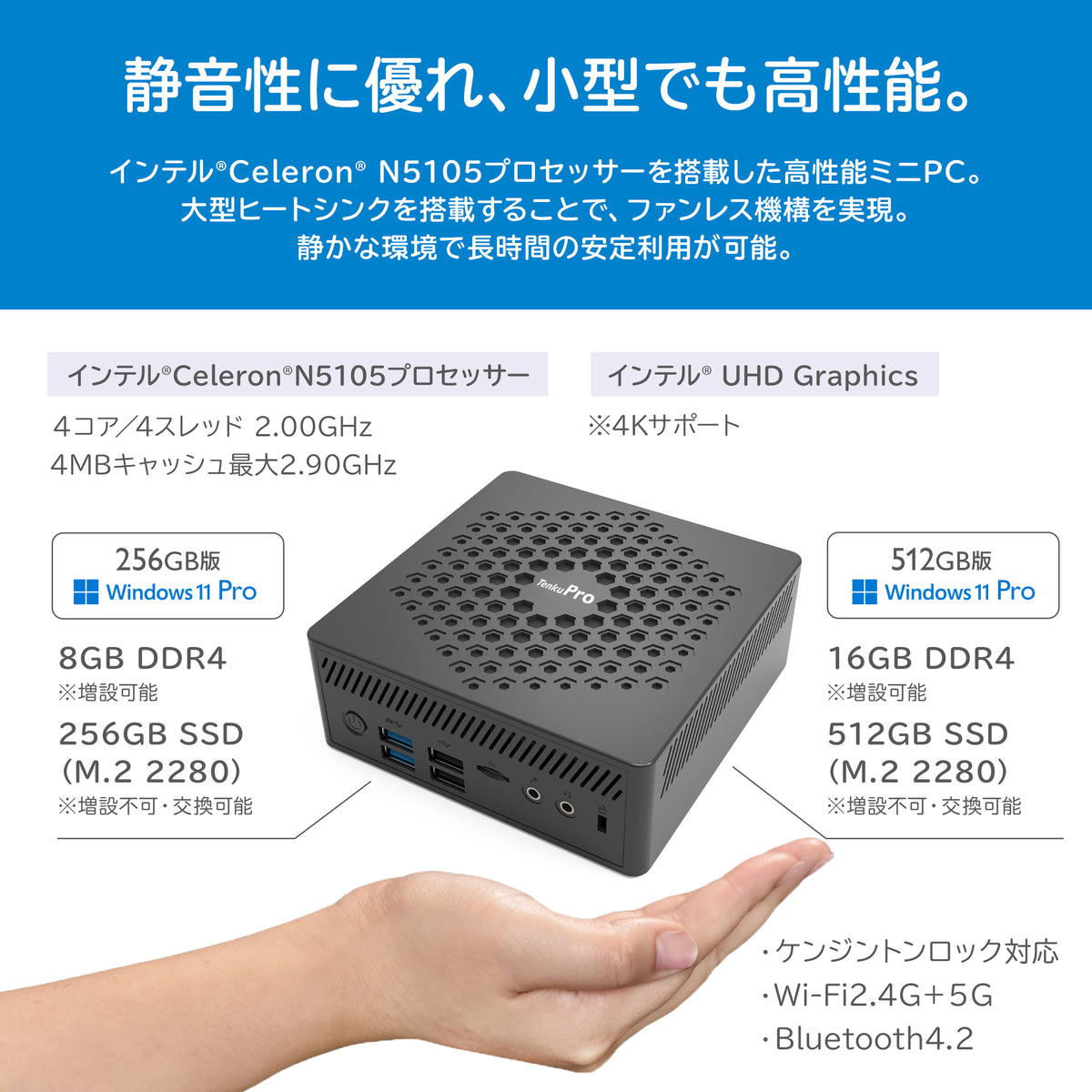 TENKU MINI PC PRO 2022（Celeron N5105/8GB 256GB/16GB 512GB/Windows11 Pro）