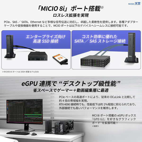<8月22日発売>GPD BOX ゲーミング AI PC（Core Ultra X7 358H/Ultra 7 356H）32GB/1TB 国内正規版