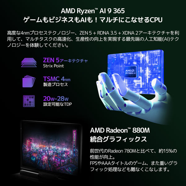 【先行予約/特典付き】GPD Pocket 4（Ryzen 8840U/Ryzen AI 9 365/Ryzen AI 9 HX 370）国内正規版