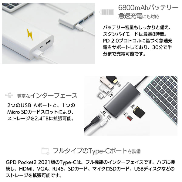 GPD Pocket2 2021ver（Core m3-8100Y/8GB/256GB/特典付き）