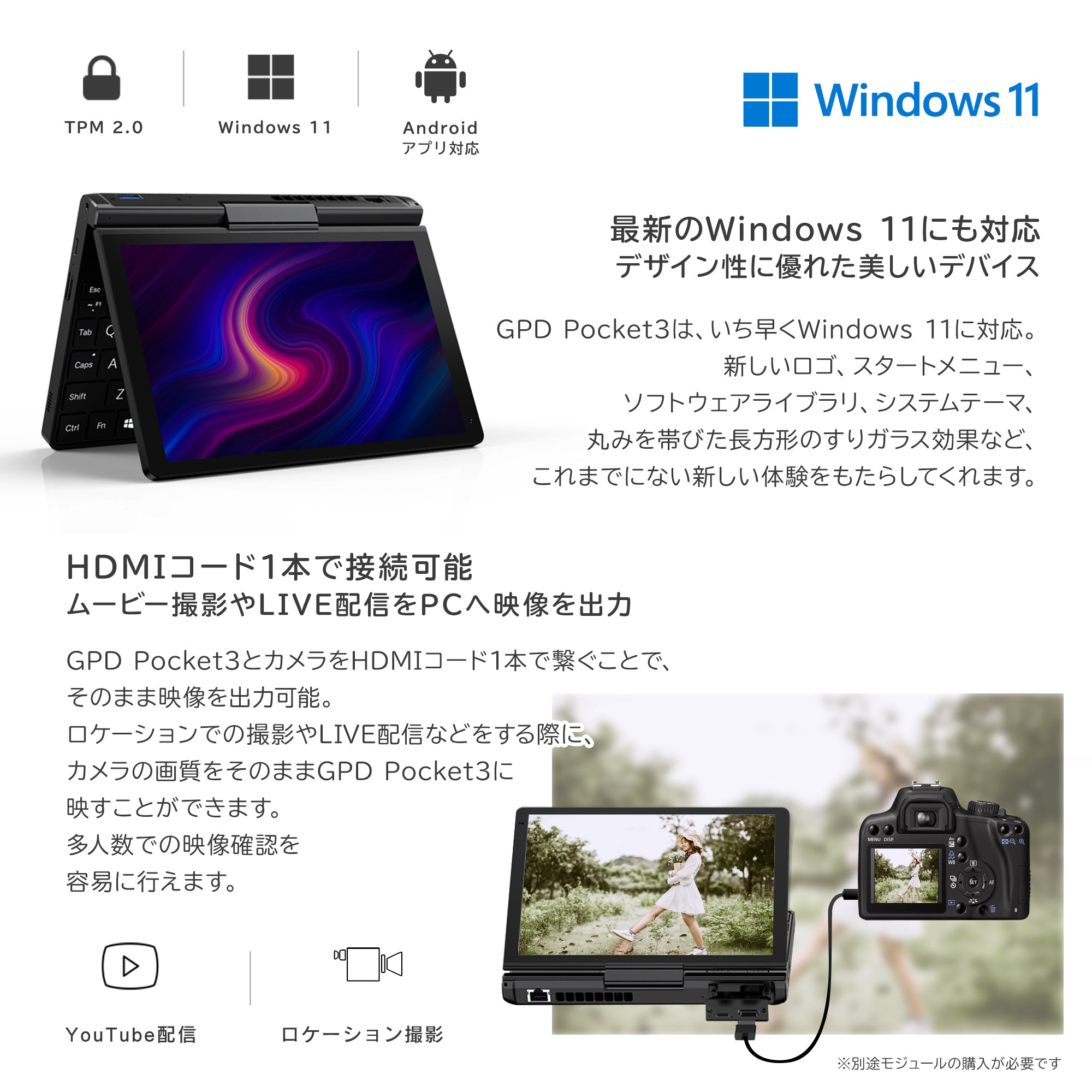 GPD Pocket 3（Core i7-1195G7/16GB/1TB・Pentium Silver N6000/8GB/512GB）国内 – GPD ダイレクト